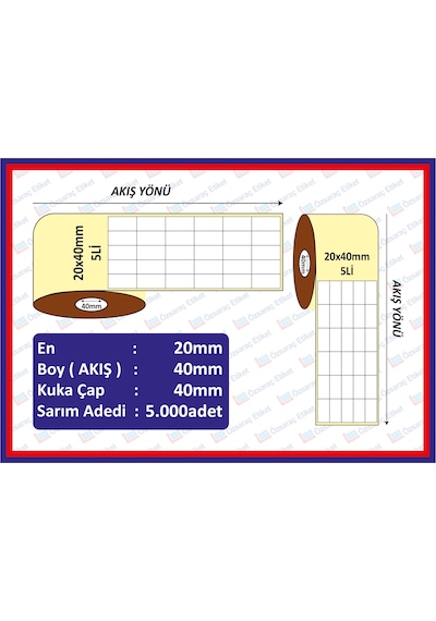 Özsaraç Etiket Pp Opak 20 x 40 5'Li  5000'Li