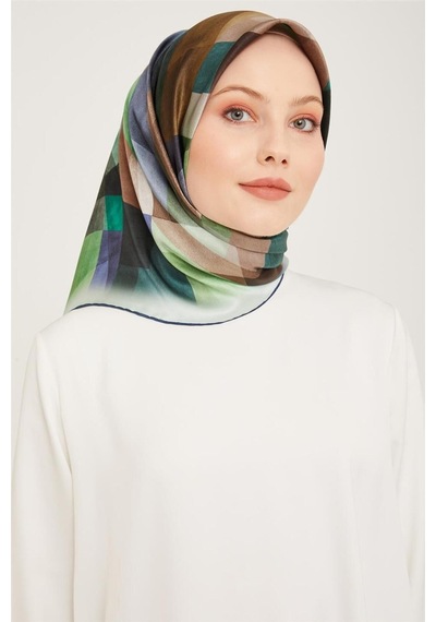 Armine Sura İpek Eşarp Yeşil-kahve - Gri 23ka9024 37