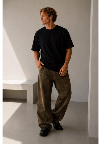 Alexandergardi Oversize Bisiklet Yaka T-shirt Siyah