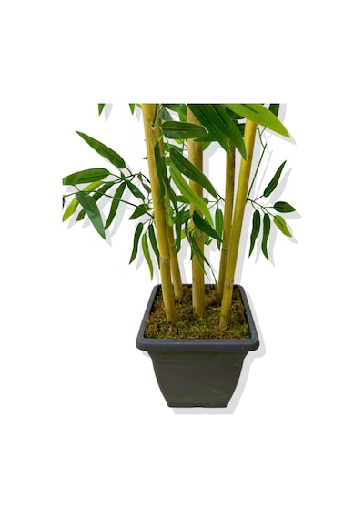 Cihan Çiçekçilik Yapay Bambu Ağaç 110 Cm 5 Bambulu Siyah Saksı Beyaz- Yeşil