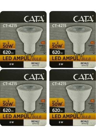 4 Adet Cata 8w 50w 6500k Beyaz Işık Gu10 Duylu Led Spot Ampul