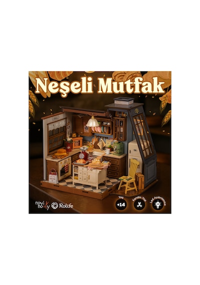 Neşeli Mutfak 3d Puzzle Ahşap Minyatür Maket Kiti Dıy Kendin Yap
