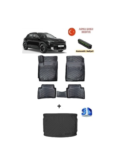 Kia Stonic 2026 Sonrası Uyumlu 3d Havuzlu Paspas Ve Üst Bagaj Havuzu Seti Asma Koku Ve Numaratör Hediyeli