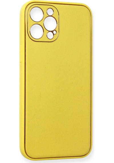 Ilkeshop Newface Apple iPhone Uyumlu 12 Pro Kılıf Coco Deri Silikon Kapak - Sarı