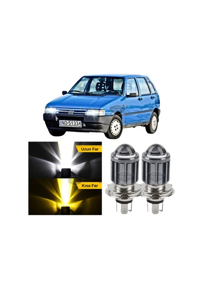 Fiat Uno 1992-2001 Uyumlu Mercekli Far Ampulü Led Xenon Çift Renk Sarı-beyaz Far Şimşek Etkili Cs Lamba Uzun Kısa LED Far 56081567