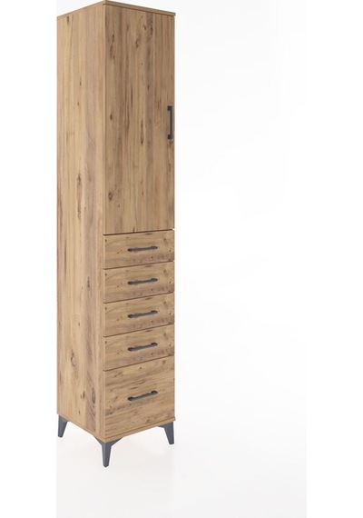 Hyperion Dolap 2 Raflı 5 Çekmeceli Tek Askılı 44x44x221 Çam-çam Çam