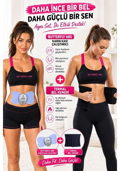 Spor Byfit Karın Kası Çalıştırıcı Ve Termal Bel Kemeri Korsesi - 2si Birarada Mavi