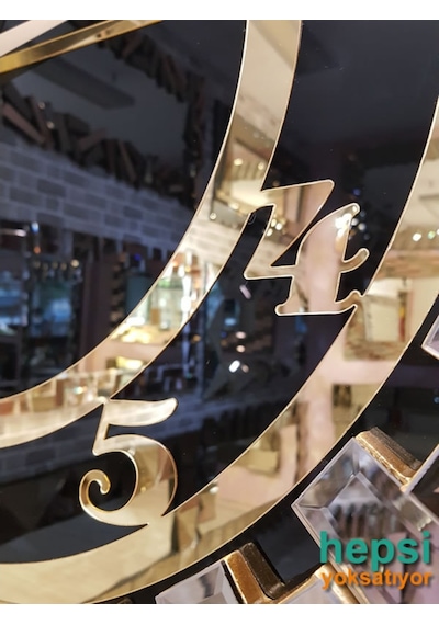 Güneş Bronze Black Altın Siyah 85 Cm Dekoratif Aynalı Duvar Saati