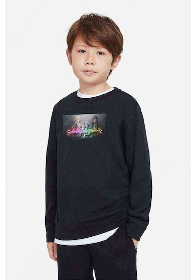 Tshirthane Sword Art Online Baskılı Unisex Çocuk Siyah Sweatshirt Siyah