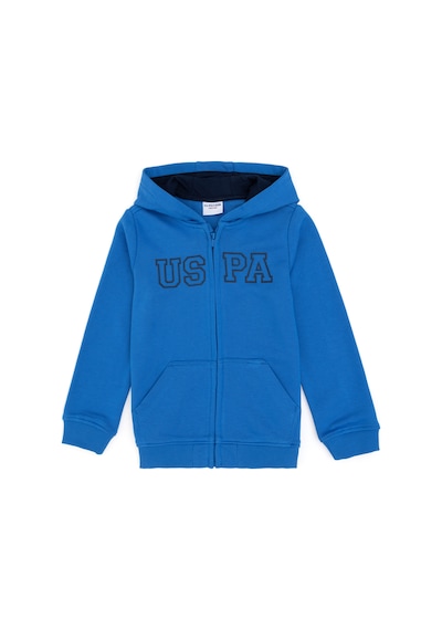 U.S. Polo Assn. Erkek Çocuk Fermuarlı Kapüşonlu Basic Kobalt Sweatshirt 50293472-VR077