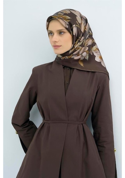 Armine İpek Eşarp 2026 Yaz - 9524-55 Acı Kahve Twill