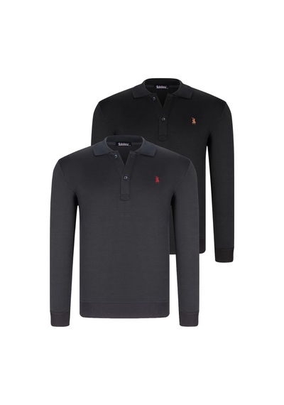 İkili Set V4007 Dewberry Erkek Sweatshırt-siyah-lacivert Siyah-lacivert