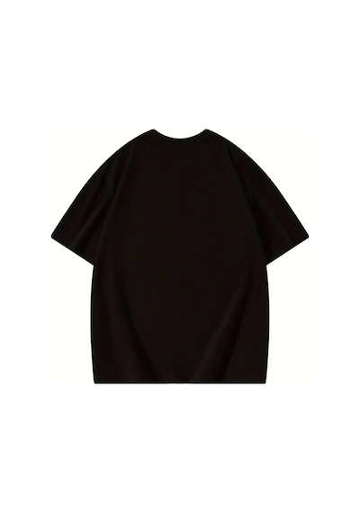 Thousand Baskılı Oversize Bisiklet Yaka T-shirt - Siyah Siyah