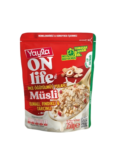 Yayla Onlife Elmalı Fındıklı Ve Tarçınlı İnce Öğütülmüş Yulaflı Müsli 250 G X5
