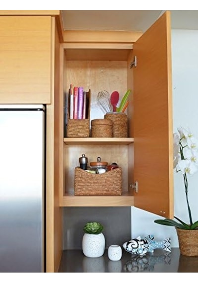 Kouboo La Jolla Rattan Magazine File Basket, Honey/brown P, Honey/brown, 26.67 X 11.43 X 30.48 Cm
