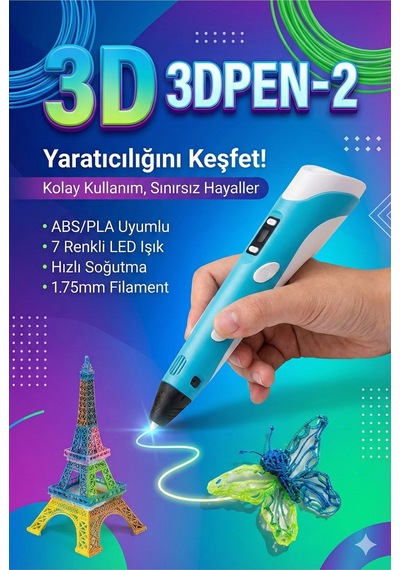 3d Pen Yaratıcı 3d Kalem Seti - Tam Kutu İçeriği, Kolay Kullanım, Abs/pla Uyumlu