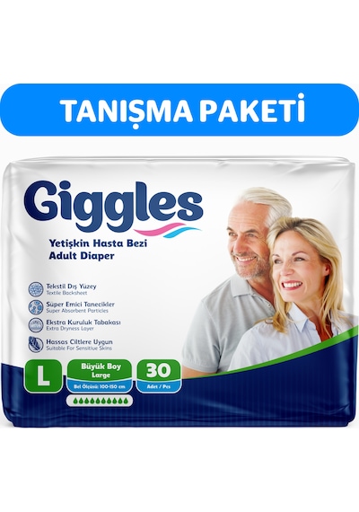 Giggles Yetişkin Bel Bağlamalı Hasta Bezi Large 30'Lu