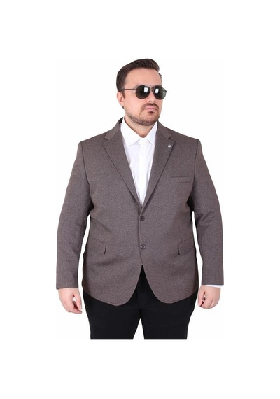 Starbattal Erkek Büyük Beden 4 Drop Blazer Sedef Ceket 500606 Kahverengi Kahverengi