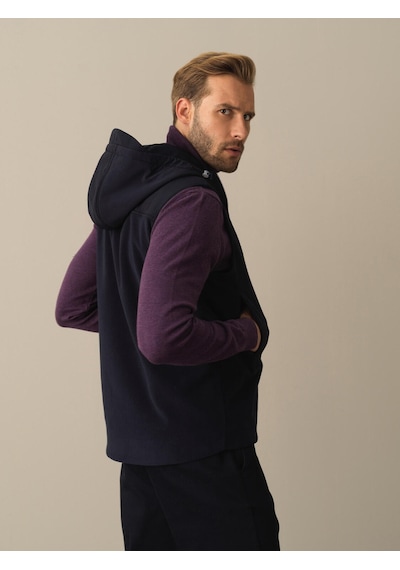 Xint Lacivert Regular Fit Kapüşonlu Polar Yelek 195044
