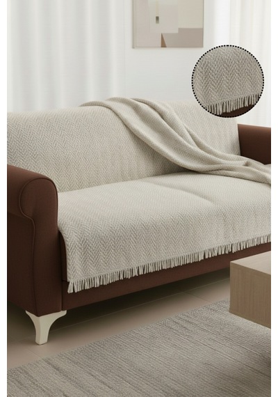Pamuklu Koltuk Örtüsü 170x210 Cm Tekli&üçlü Koltuk,çekyat Ve Berjer İçin Krem