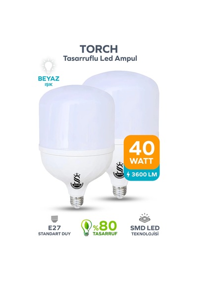 40w Tasarruflu E27 Beyaz Işık Torch Led Ampul 2 Adet 2 Adet