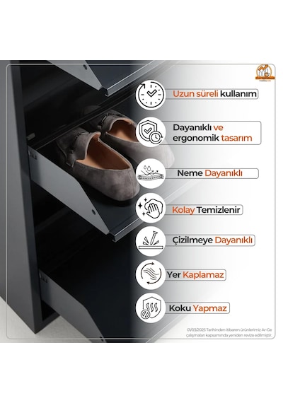 4'lü Metal Ayakkabılık - Siyah