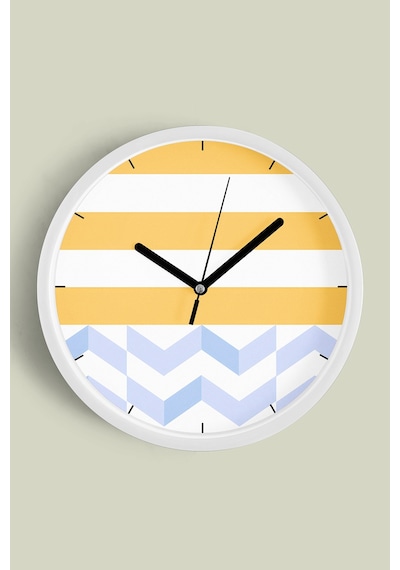 Geometrik Desenli Modern Duvar Saati - 35cm - Önü Camlı Beyaz Kasa - Sessiz Mekanizma-jh0613 Beyaz