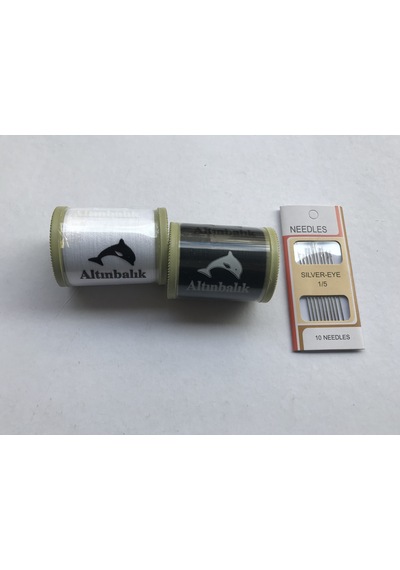 Dikiş İpliği..900 Metre..2 Adet Siyah ve Beyaz.1 Paket Dikiş İğne
