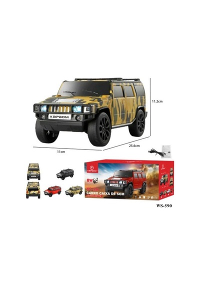 Hummer Jeep Görünümlü Bluetooth Speaker Sd Kart Usb Fm Radyolu Şarjlı Taşınabilir Kablosuz Hoparlör