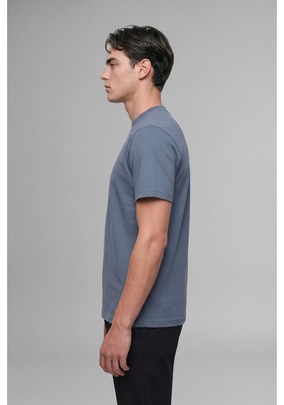 Defacto Kırışmaz Oversize Bisiklet Yaka Basic Kısa Kollu Tişört B6494ax26auın13 İndigo-ın13