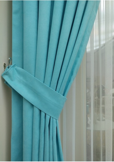 Evdepo Home Turkuaz Fon Perde Tek Kanat (539779744) Turkuaz