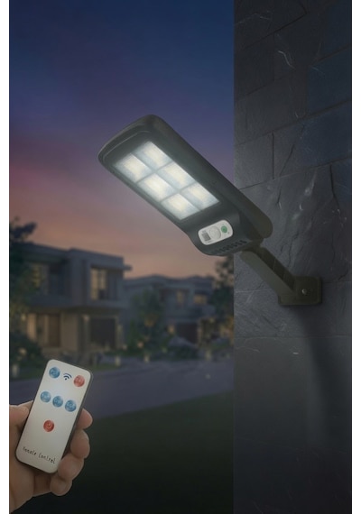 Solar Enerjili Cob Led Bahçe Duvar Lambası Kumandalı Hareket Sensörlü Dış Mekan Aydınlatma Ip65 Su Geçirmez