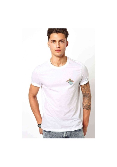 Küçük Prens Göğüs Baskı Çizgi Film Baskılı Beyaz Erkek Tshirt