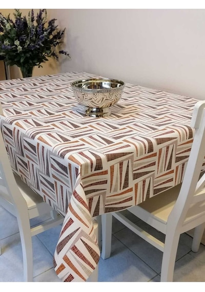 Elyaflı Pvc Muşamba - Desenli Silinebilir Masa Örtüsü 02mrl123a Kahve