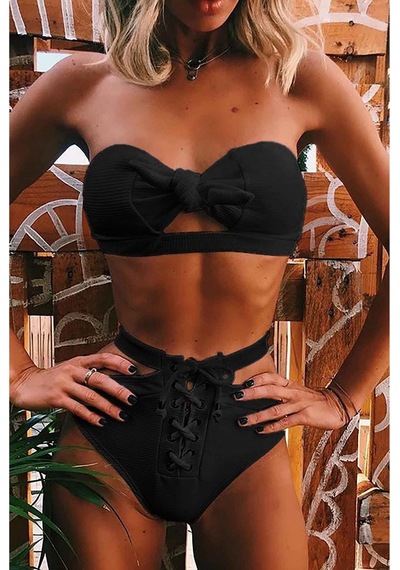 Angelsin Özel Tasarım Bikini Üstü- Siyah