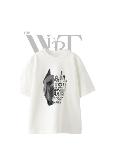 Thewert Cane Corso Tasarım Baskılı Ünisex Beyaz Oversize T-shirt