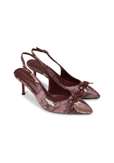 Deery Kadın Bordo Fiyonk Detaylı Yılan Desenli Abiye Ayakkabı - Rd325zbrdm01 Bordo