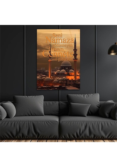 Gerçek Cama Baskı Dikey Dini Temalı Cam Tablo 299 Tekli D274