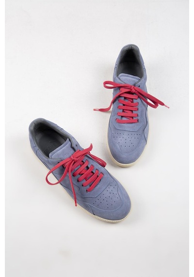 Krahe Zeus Erkek Hakiki Deri El Boyamalı Bağcık Ve Iki Yedek Bağcıklı Açık Mavi Sneakers 001