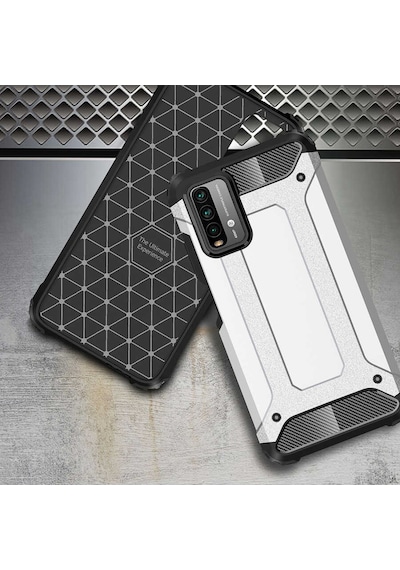 Kilifone - Redmi 9t Uyumlu - Kılıf Çift Katman Zırh Tank Crash Military Kapak - Siyah