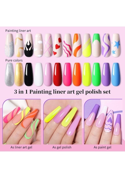 8 Ml Naıl Art Paıntıng Gel Uv Set Naıl Art Çizim Seti 12 Parça