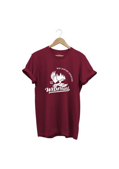 Avcılık Hunting Ördek Avı Baskılı Adventure %100 Pamuk Regular Fit Bisiklet Yaka Unisex T-shirt Bordo