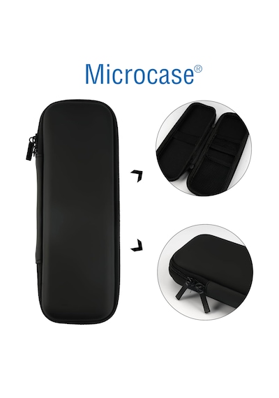 Microcase Dokunmatik Kalem Pencil Kalemlik Fırça Set Kulaklık Kablo Organizer Kılıfı 21x9cm Al5356 Siyah