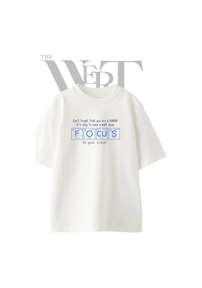 Thewert Focus Science Tasarım Baskılı Ünisex Beyaz Oversize T-shirt