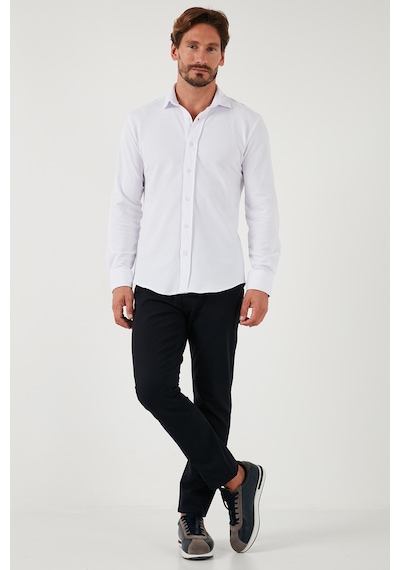 Buratti % 100 Pamuk Regular Fit Erkek Gömlek Cf25W113650 Beyaz