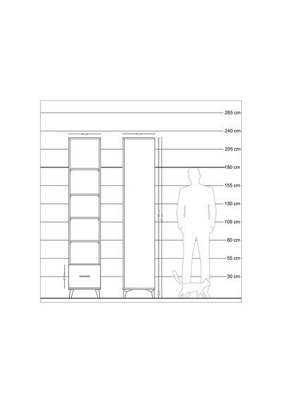 Hyperion Dolap 5 Raflı Tek Çekmeceli 44x44x221 Çam-aytaşı Çam