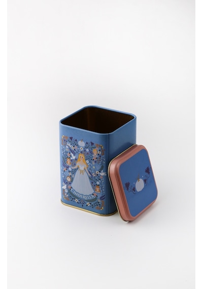 Tales Cinderella Desenli Kare Metal Saklama Kabı 10.5 x 10.5 x 16 CM 1.7 L Çok Renkli