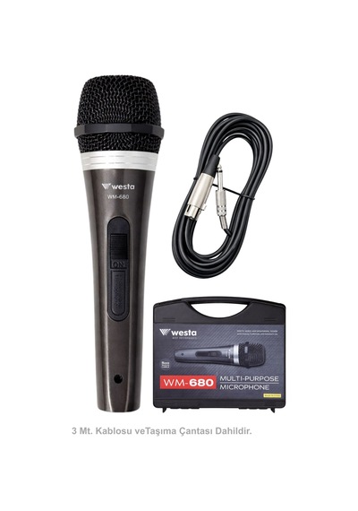 Westa Wm-680 Kablolu El Mikrofonu Çantalı Dinamik Mikrofon - 8697314964431 Gri