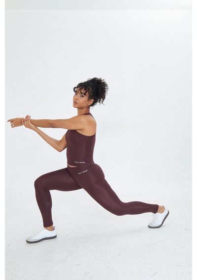Sportempt Lesa Wear Çapraz Detaylı Basic Spor Crop Atlet Kahverengi