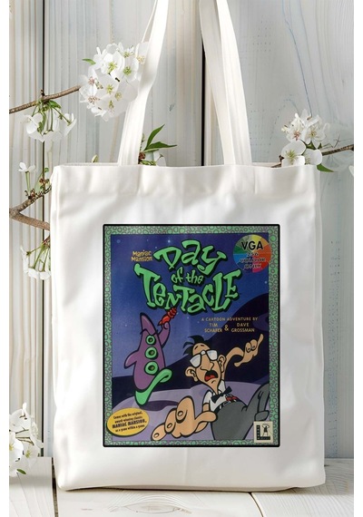 Art Hediye Maniac Mansion Oyun Baskılı Bez Çanta Omuz Çantası Kişiye Özel Model 6 Çok Renkli